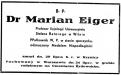 Marian Eiger - nekrolog