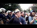 Człowiek z durszlakiem na głowie w Częstochowie/Marsz LGBT i blokada - 16.06.2019